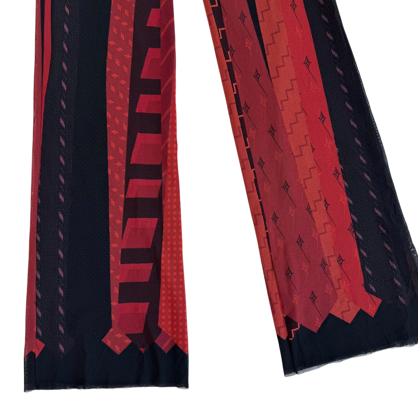 Jean Paul Gaultier JPG Black & Red Printed Mesh Wide-Leg Pants
