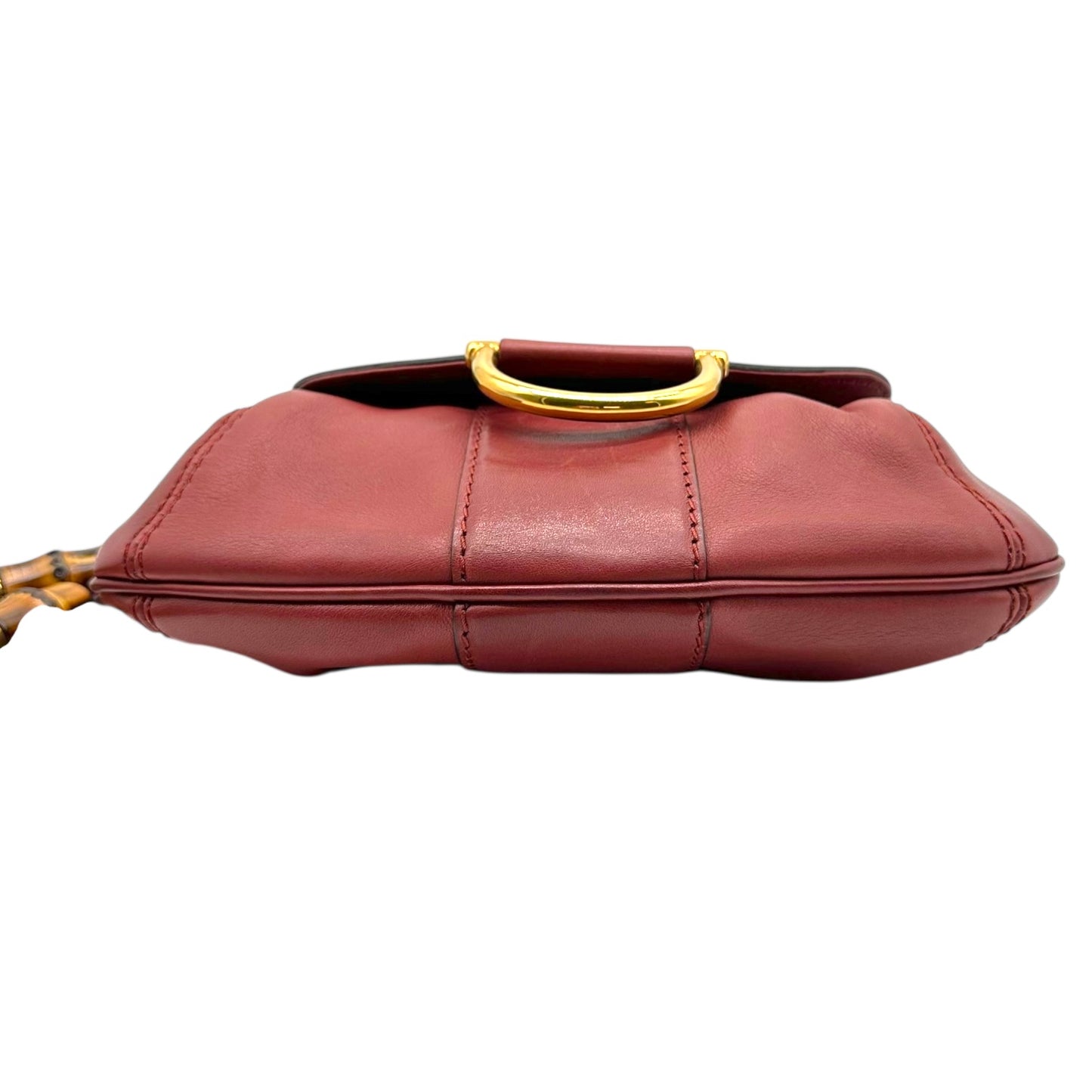 Gucci Burgundy Leather Fur & Bamboo Tassel Crossbody Bag