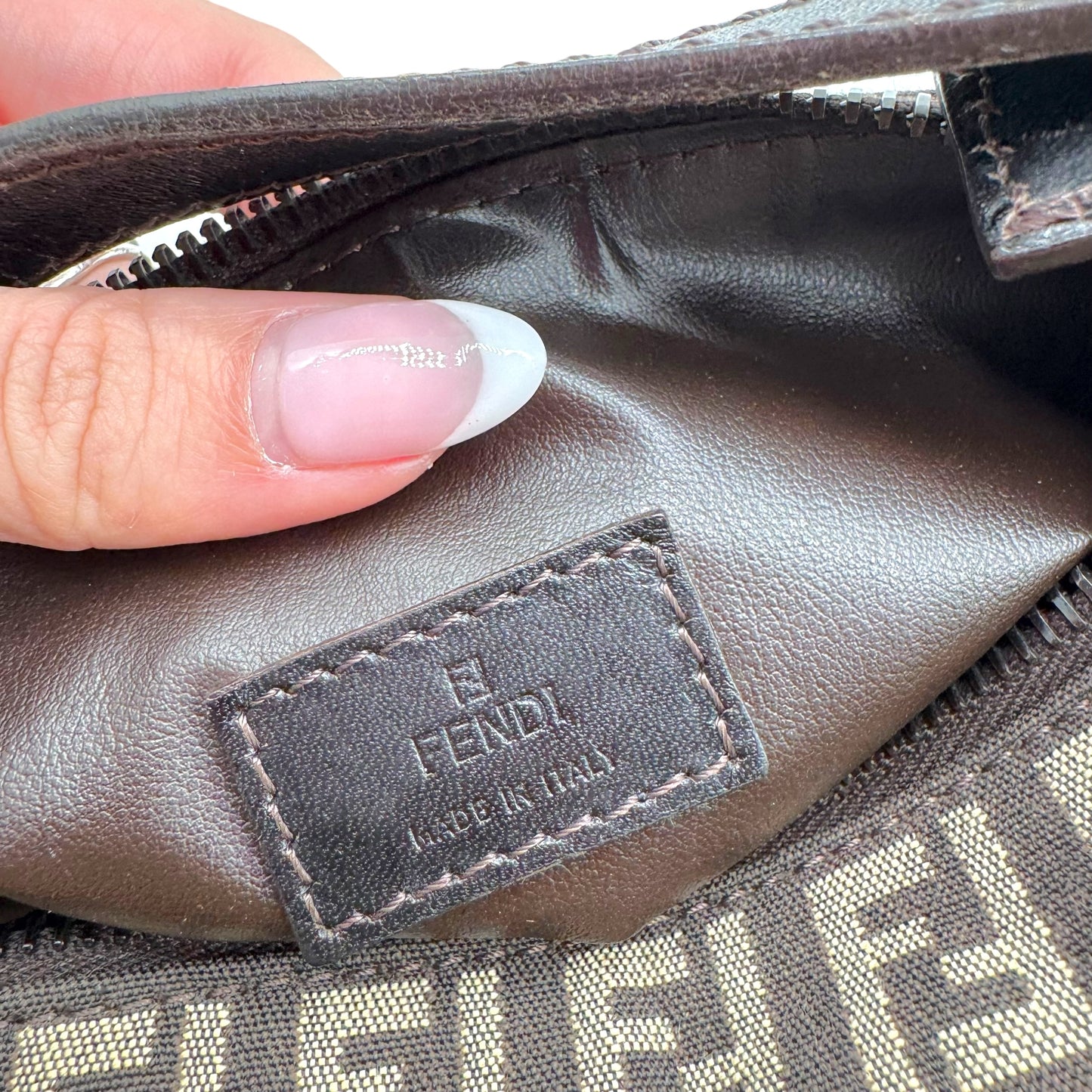 Fendi Brown Zucchino Monogram Pochette Bag