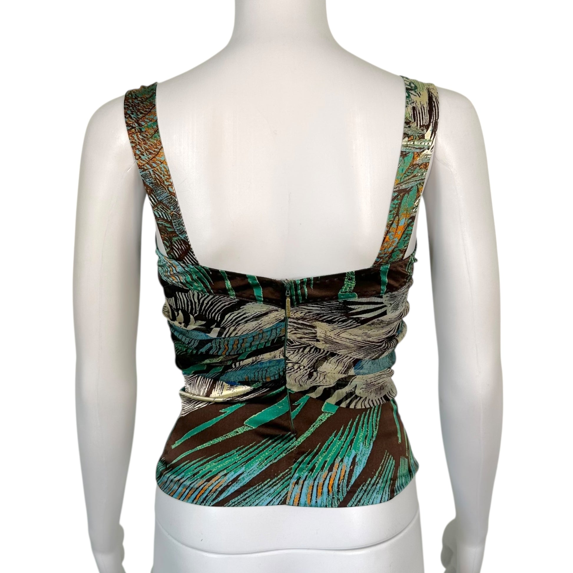 Roberto Cavalli Blue Feather Print Silk Cami - Outfit Repeater