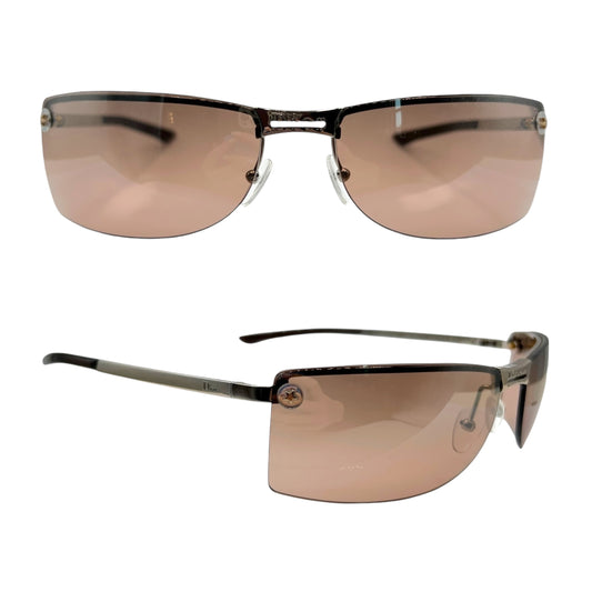 Christian Dior Adiorable1 Brown & Silver Rimless Gradient Sunglasses w/ Case