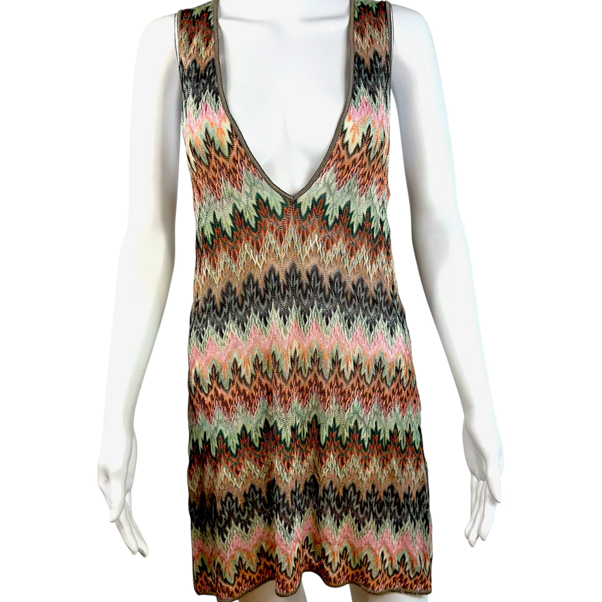 Missoni Mare Sheer Knit Mini Dress Multicolor Chevron