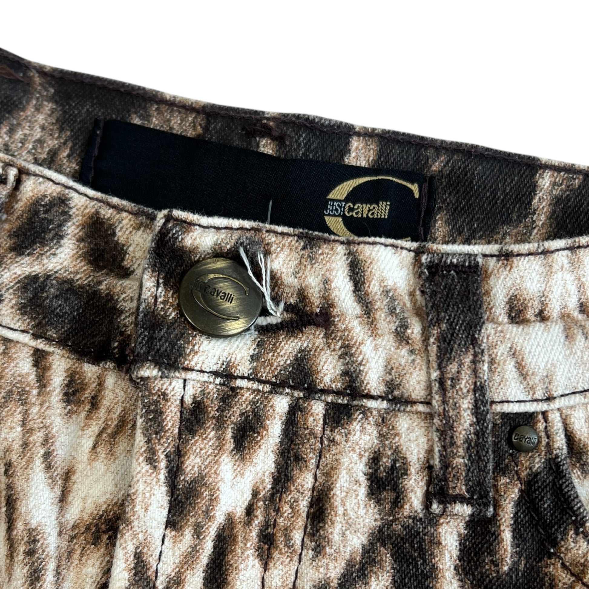 Just Cavalli Roberto Cavalli Leopard Print Denim Midi Skirt - Outfit Repeater