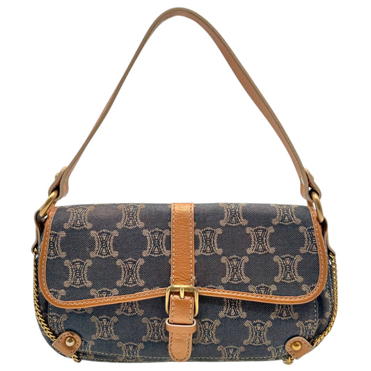 Celine Metallic Denim Triomphe Monogram Shoulder Bag