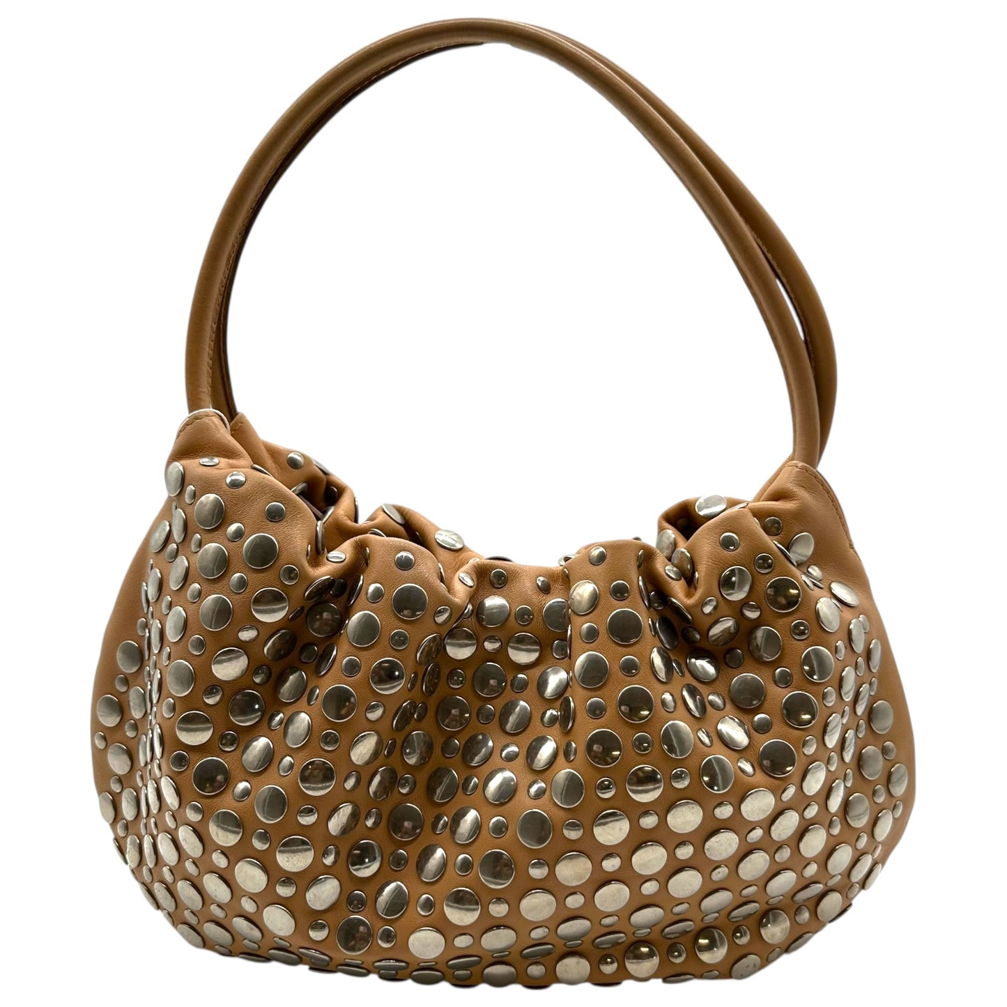 Sonia Rykiel Silver & Tan Studded Domino Bag