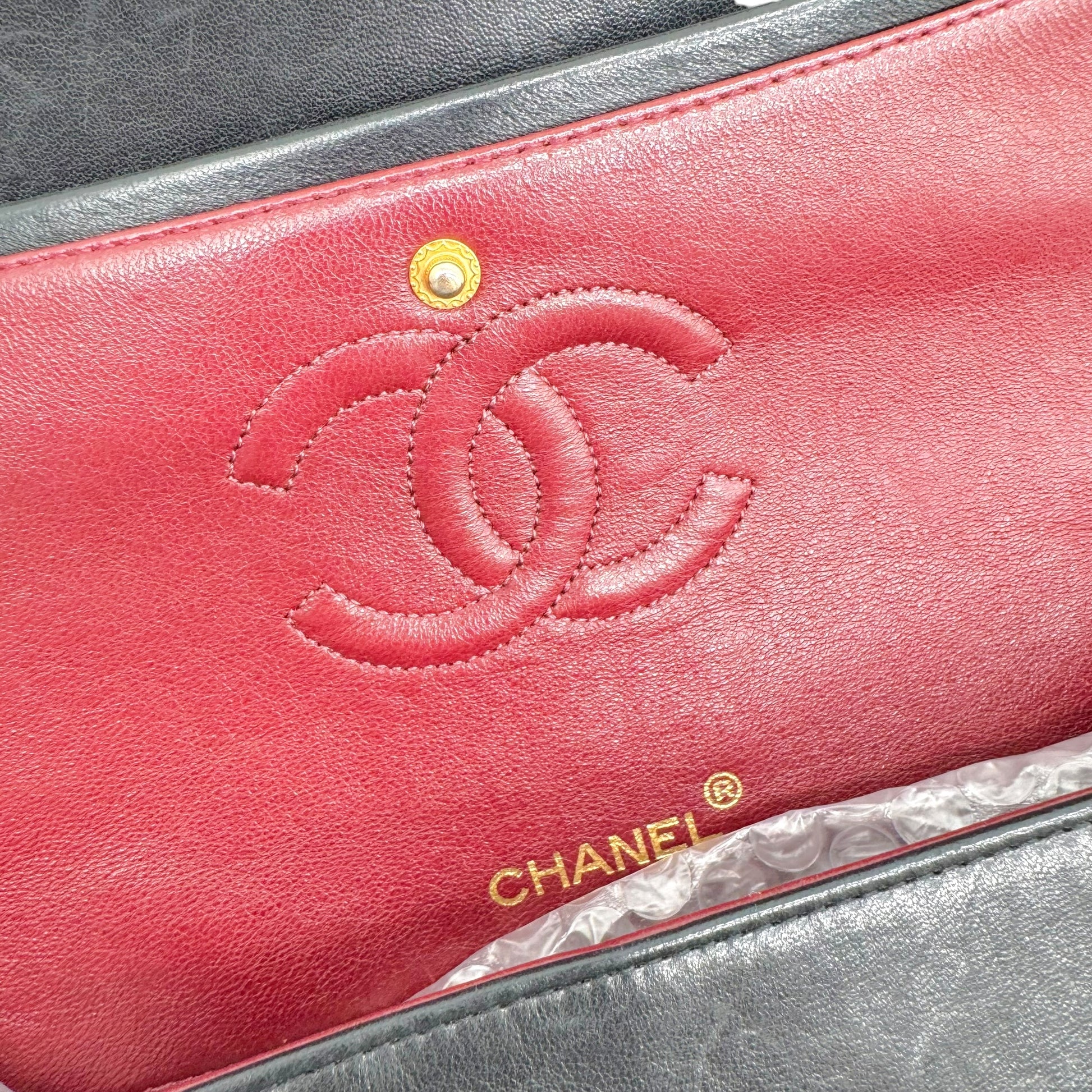 Chanel Black Lambskin Medium Square Double Flap Bag