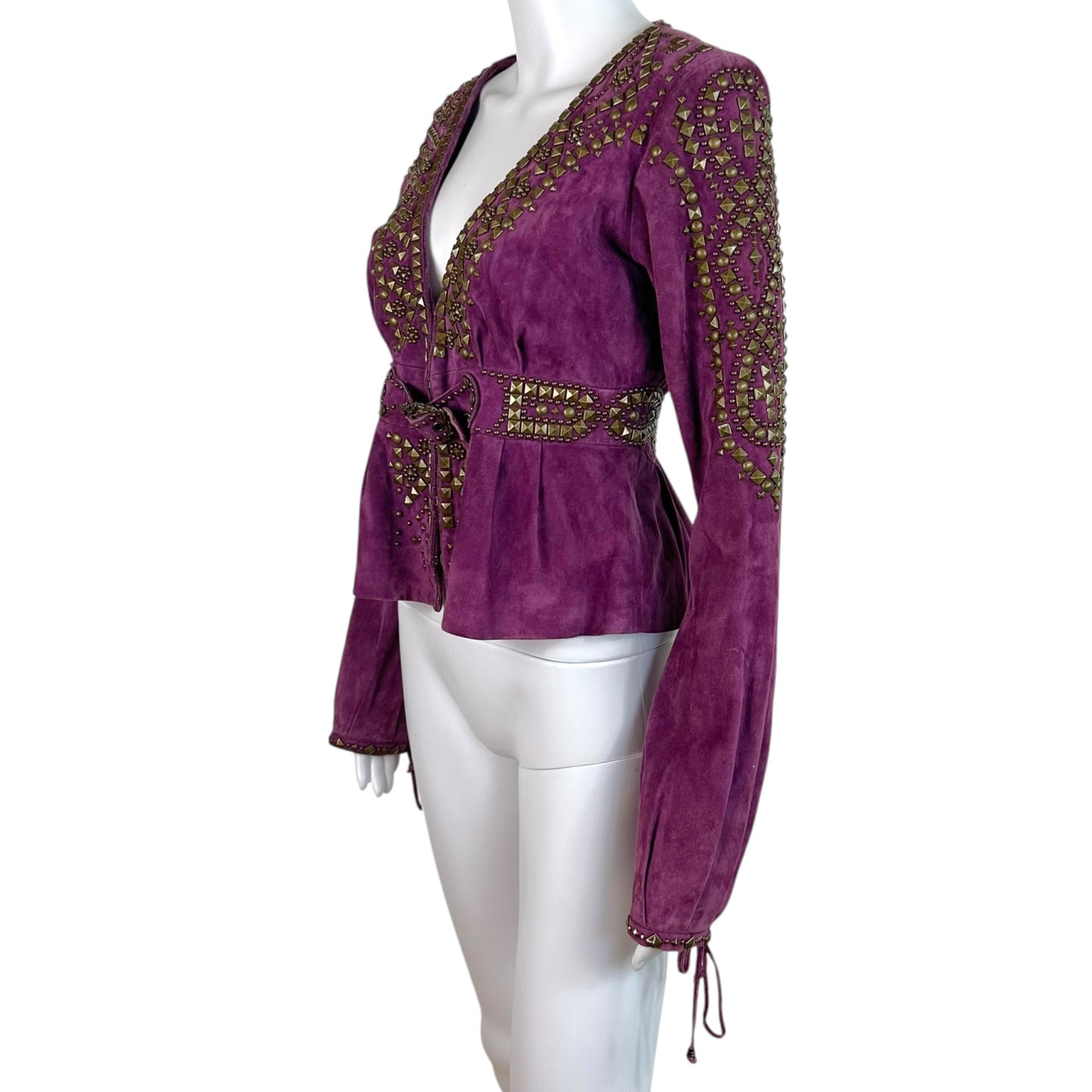 Roberto Cavalli Suede Studded Jacket Purple Gold M