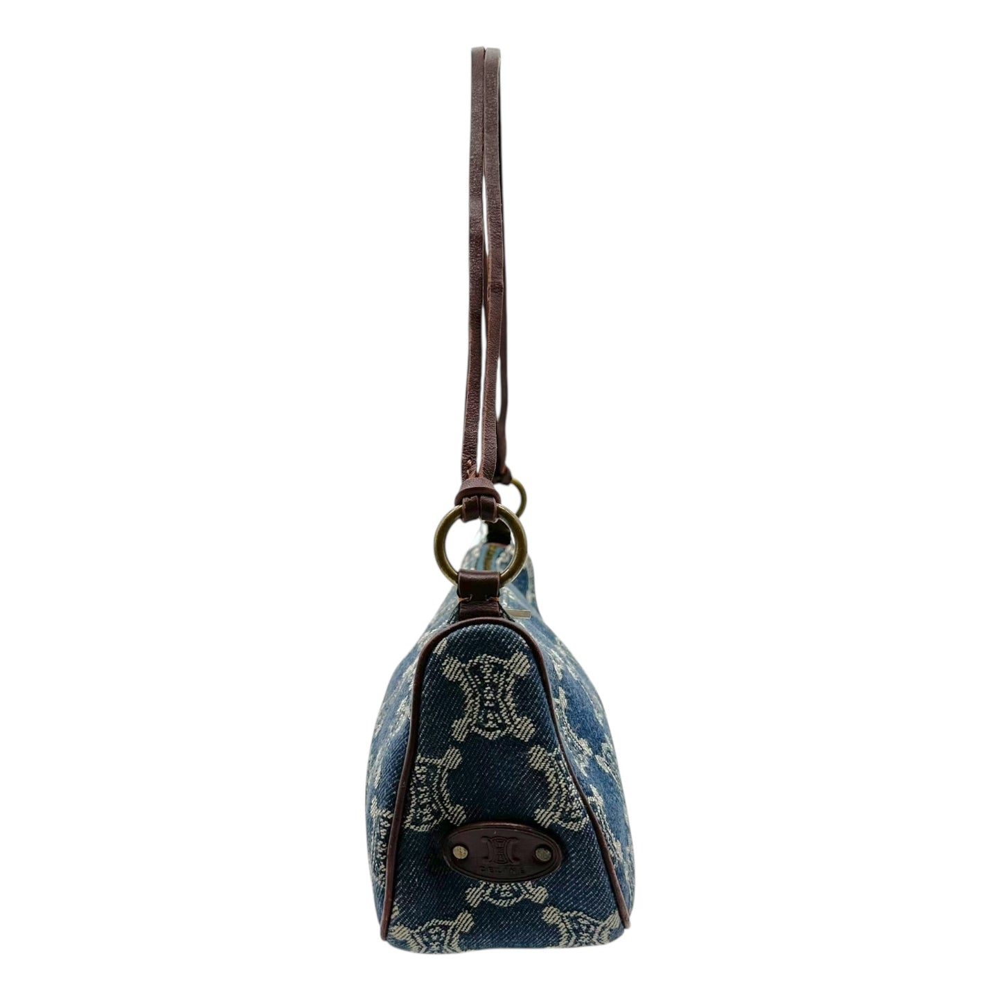 Celine Denim Triomphe Monogram Pochette Shoulder Bag
