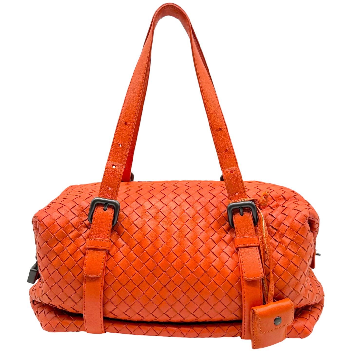 Bottega Veneta Orange Intrecciato Leather East West Bag