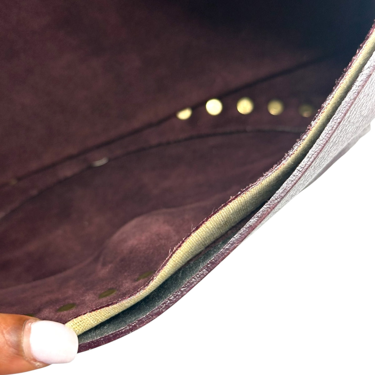 Celine Burgundy Leather Studded Shoulder Bag