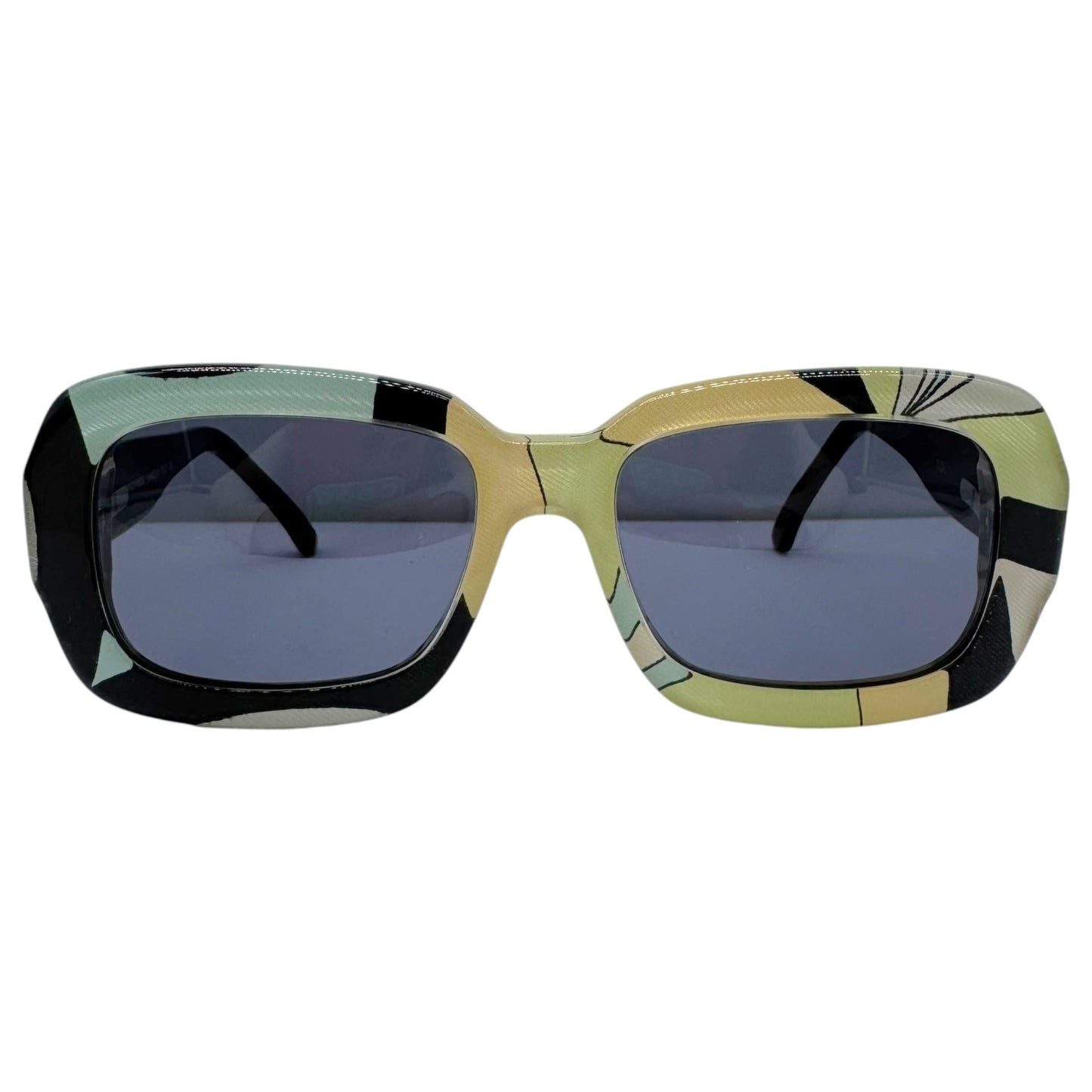 Emilio Pucci Oversized Rectangle Sunglasses Blue Yellow