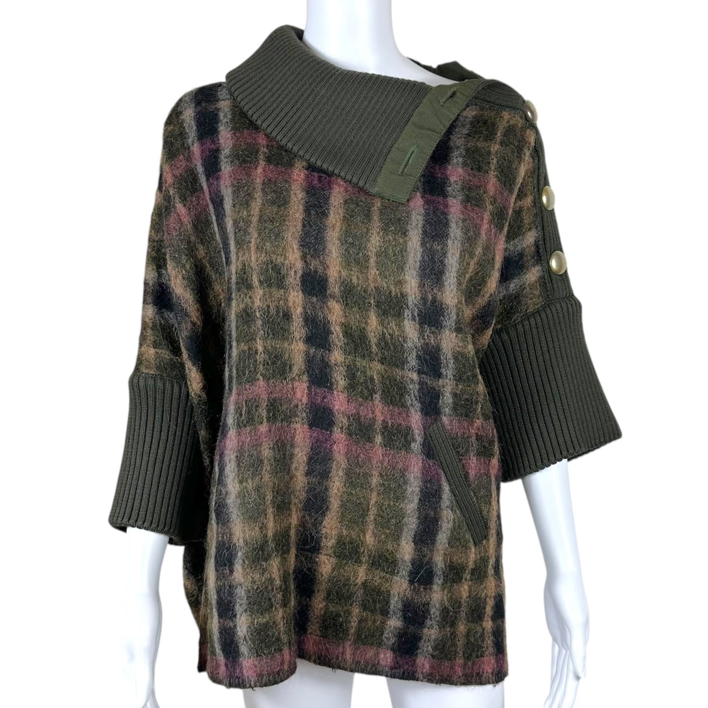 D&G Dolce & Gabbana Plaid Wool Poncho Top - Outfit Repeater