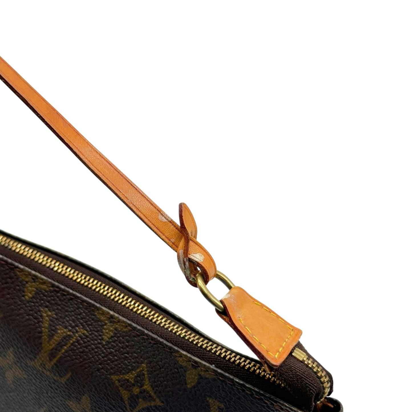 Louis Vuitton Monogram Pochette Bag Brown Leather