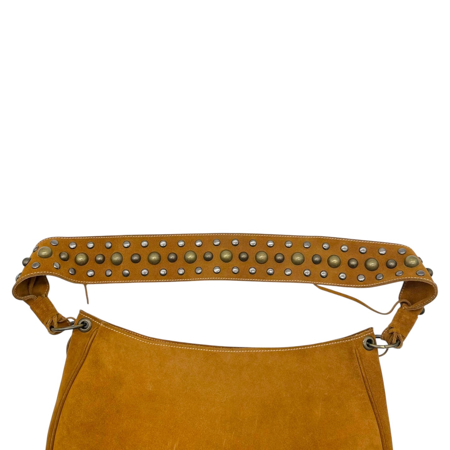 Dolce & Gabbana Tan Suede Studded Hobo Bag - Outfit Repeater