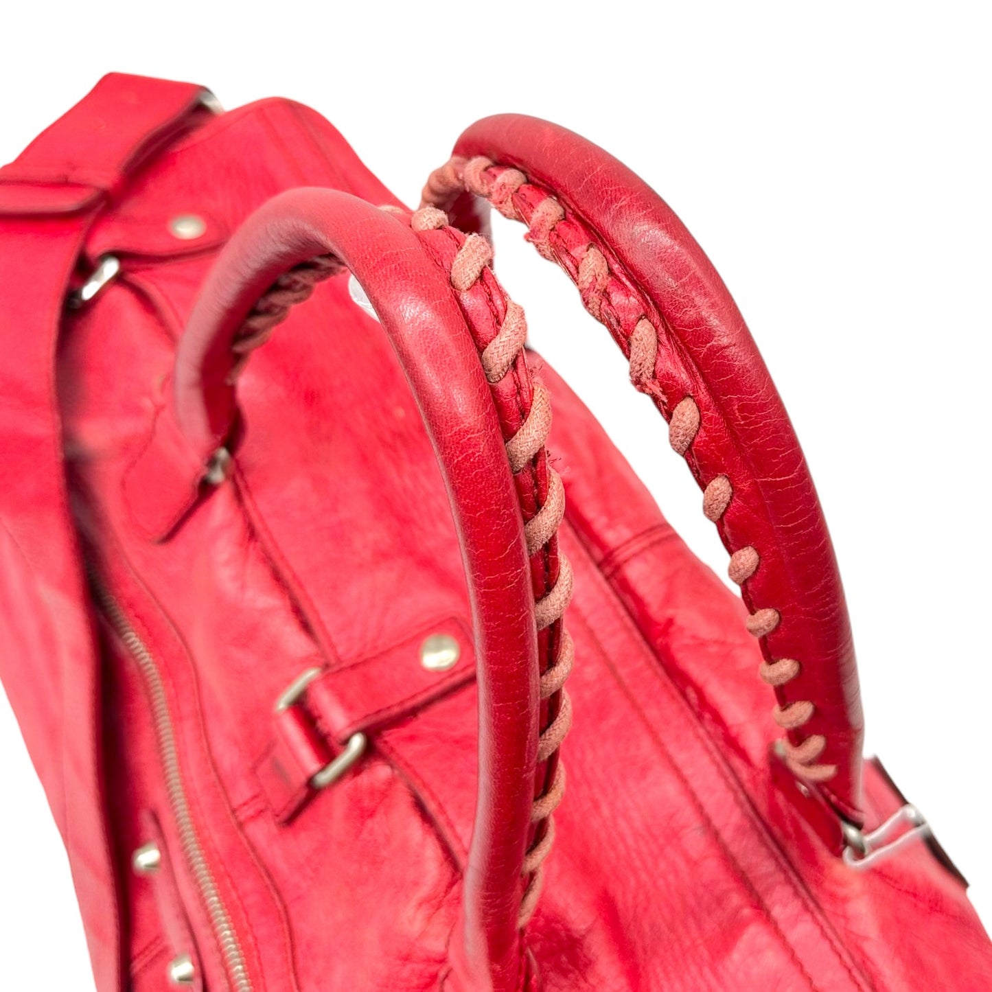 Balenciaga Red Leather City Small 2-Way Duffle Bag