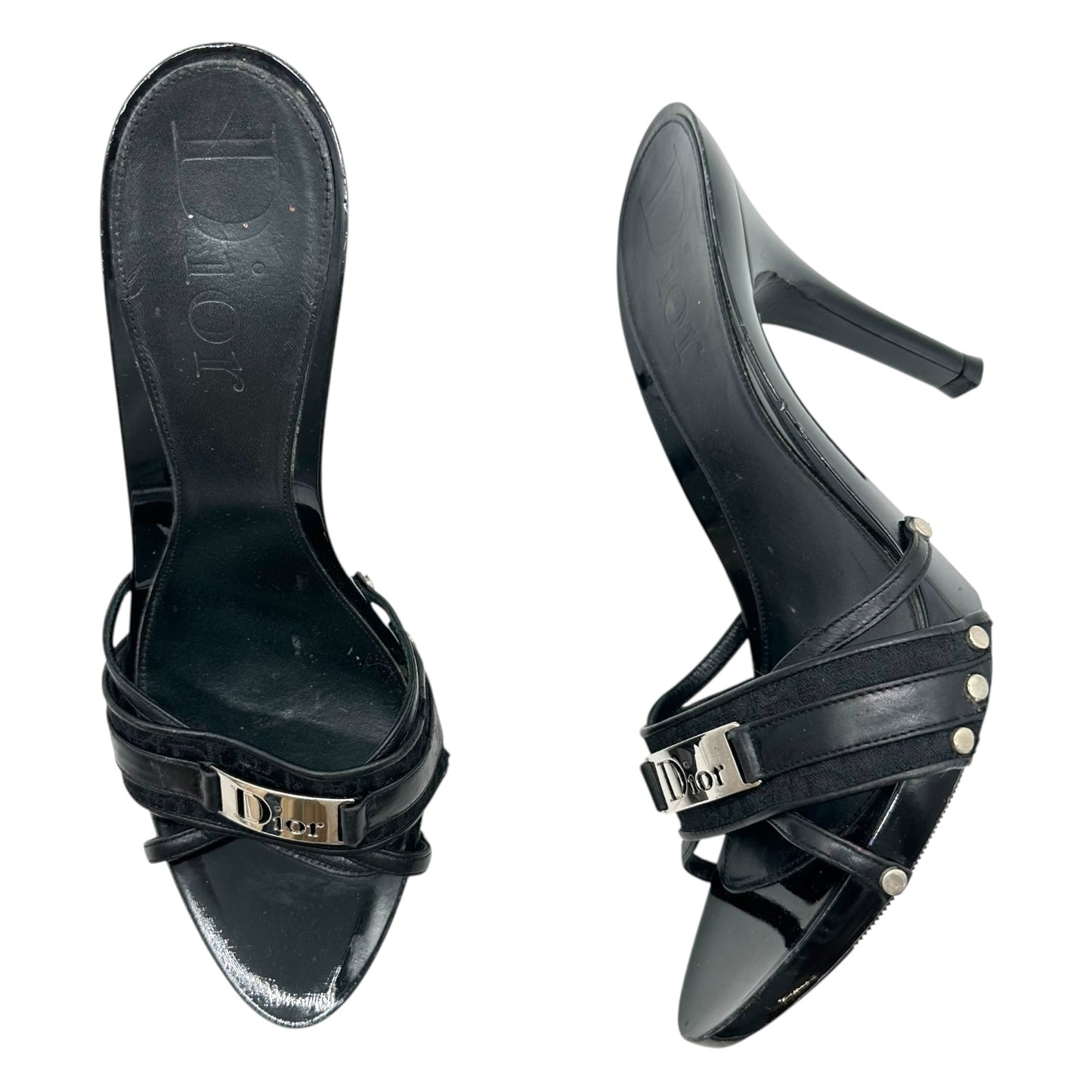 Christian Dior Black Studded Street Chic Mule Heels