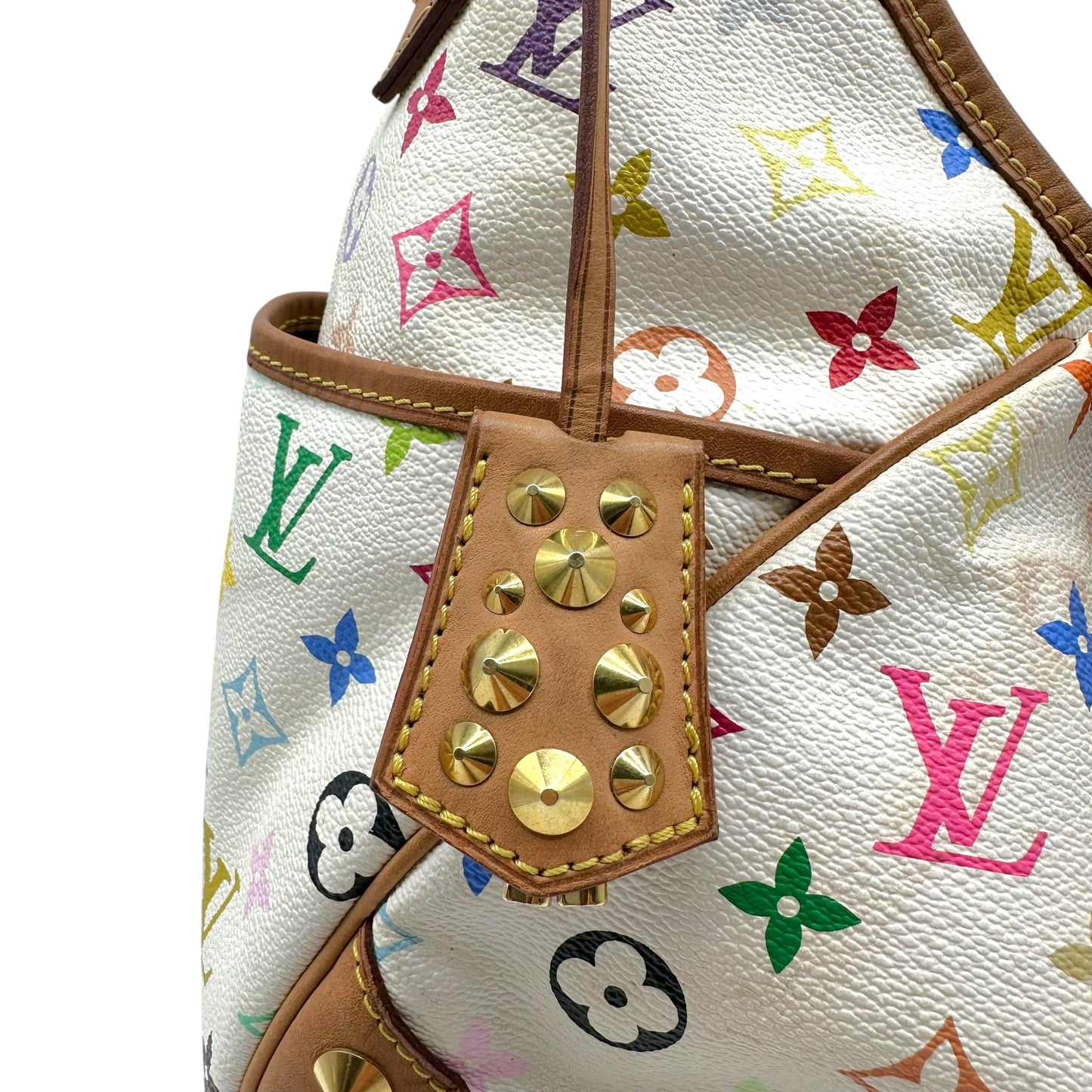Louis Vuitton White Murakami Multicolor Studded Chrissie MM Hobo Bag