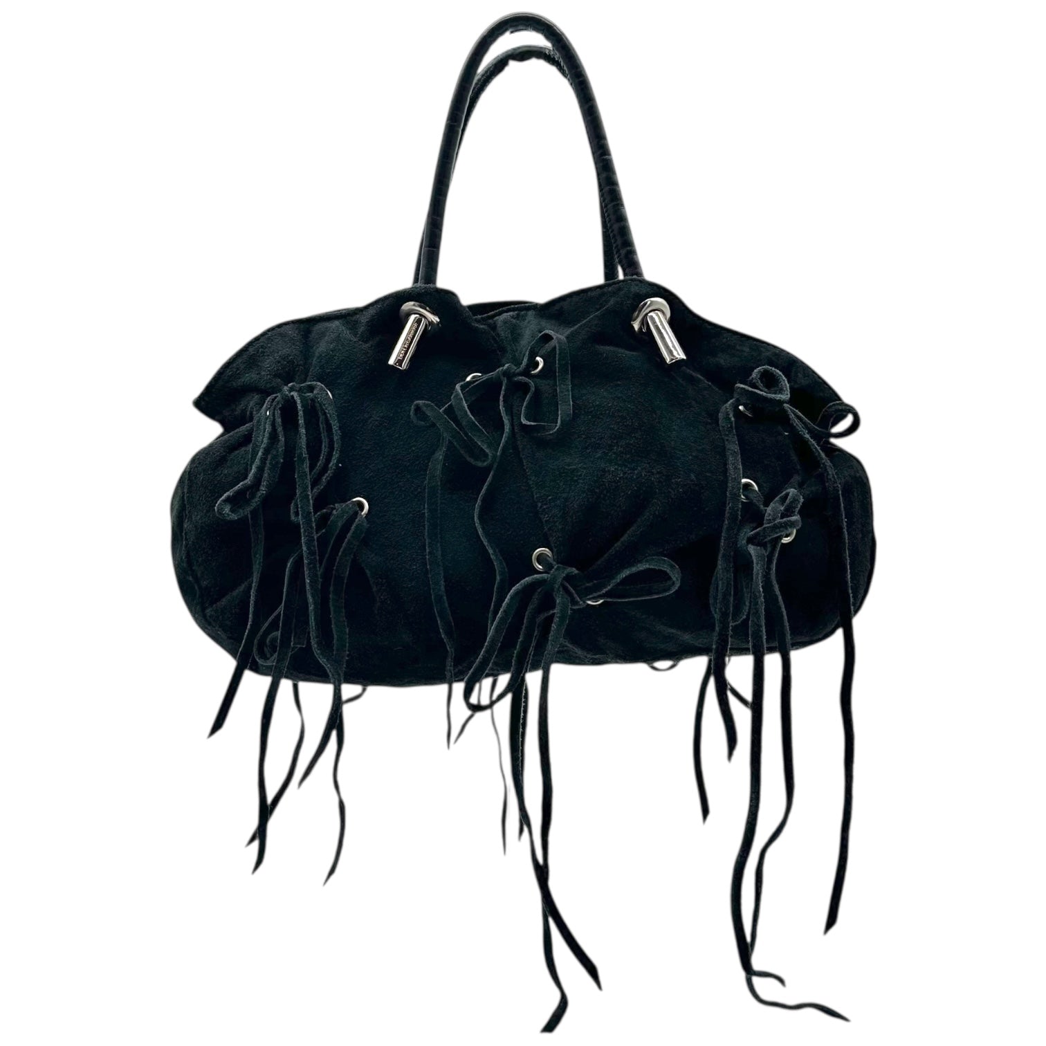 Dolce & Gabbana Black Suede Bow Embellished Mini Bag - Outfit Repeater