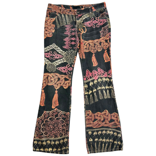 Just Cavalli Roberto Cavalli Black & Pink Rope Printed Jeans