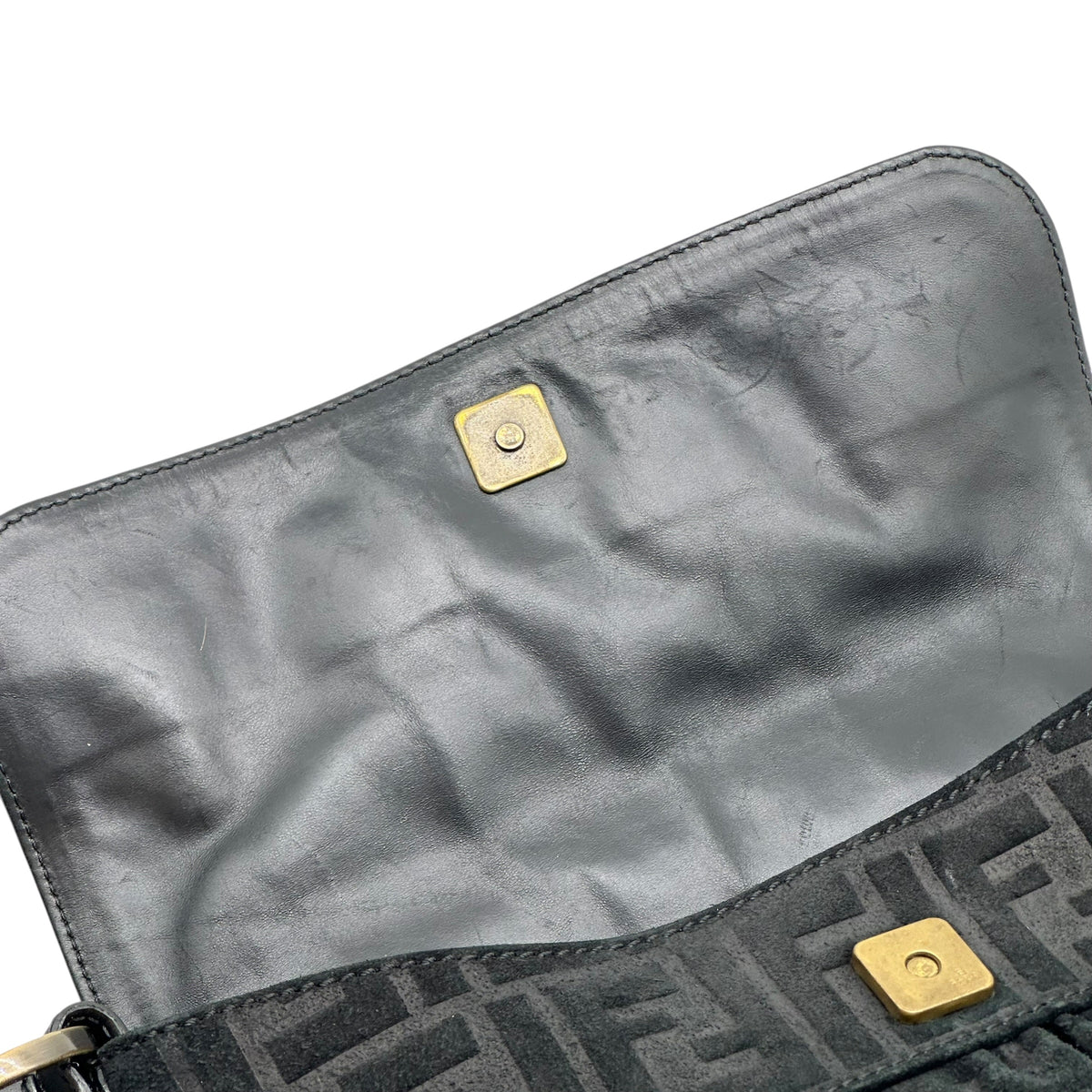 Fendi Black Suede Zucca Monogram Shoulder Bag
