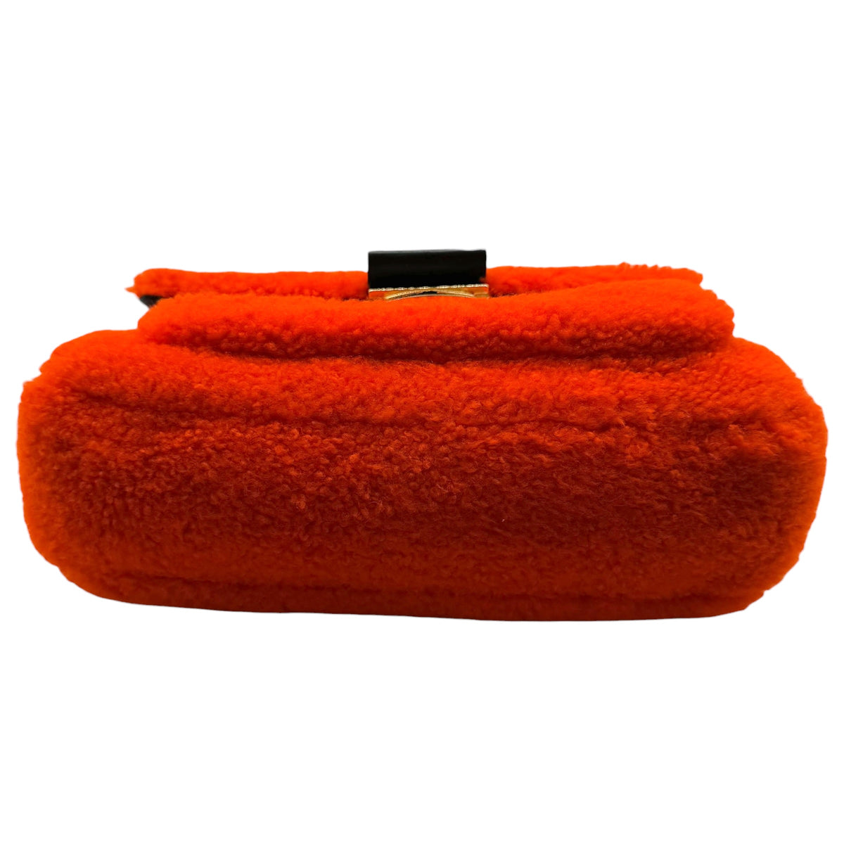 Fendi Bright Orange Shearling Be-Baguette 2-Way Bag