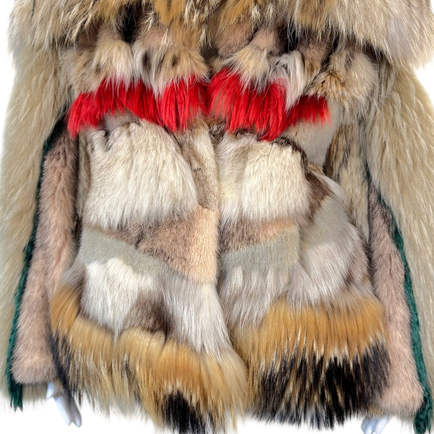 Roberto Cavalli Fur Coat Multicolor Patchwork Lynx Mink