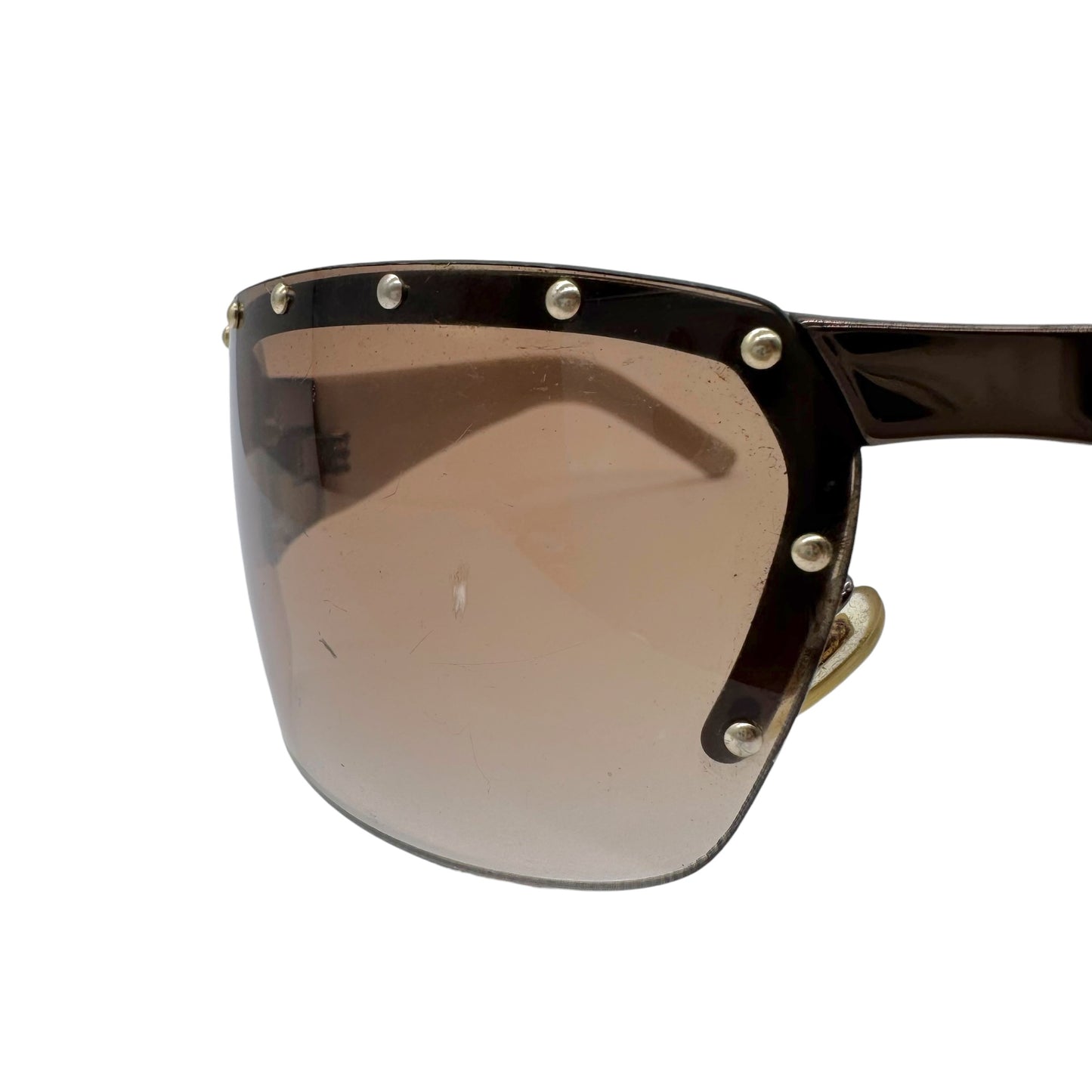 Gucci GG1823/S Studded Lens Monogram Arm Rimless Wrap Sunglasses