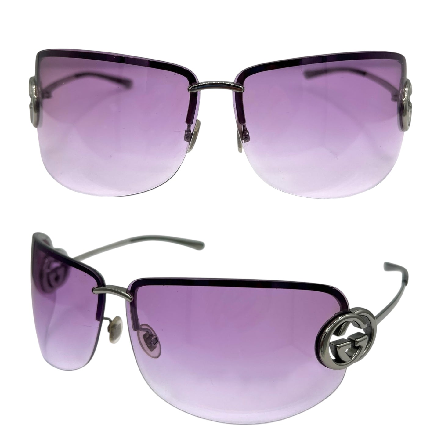 Gucci Purple Rimless Logo Lens Gradient Shield Sunglasses GG2782 w/ Case