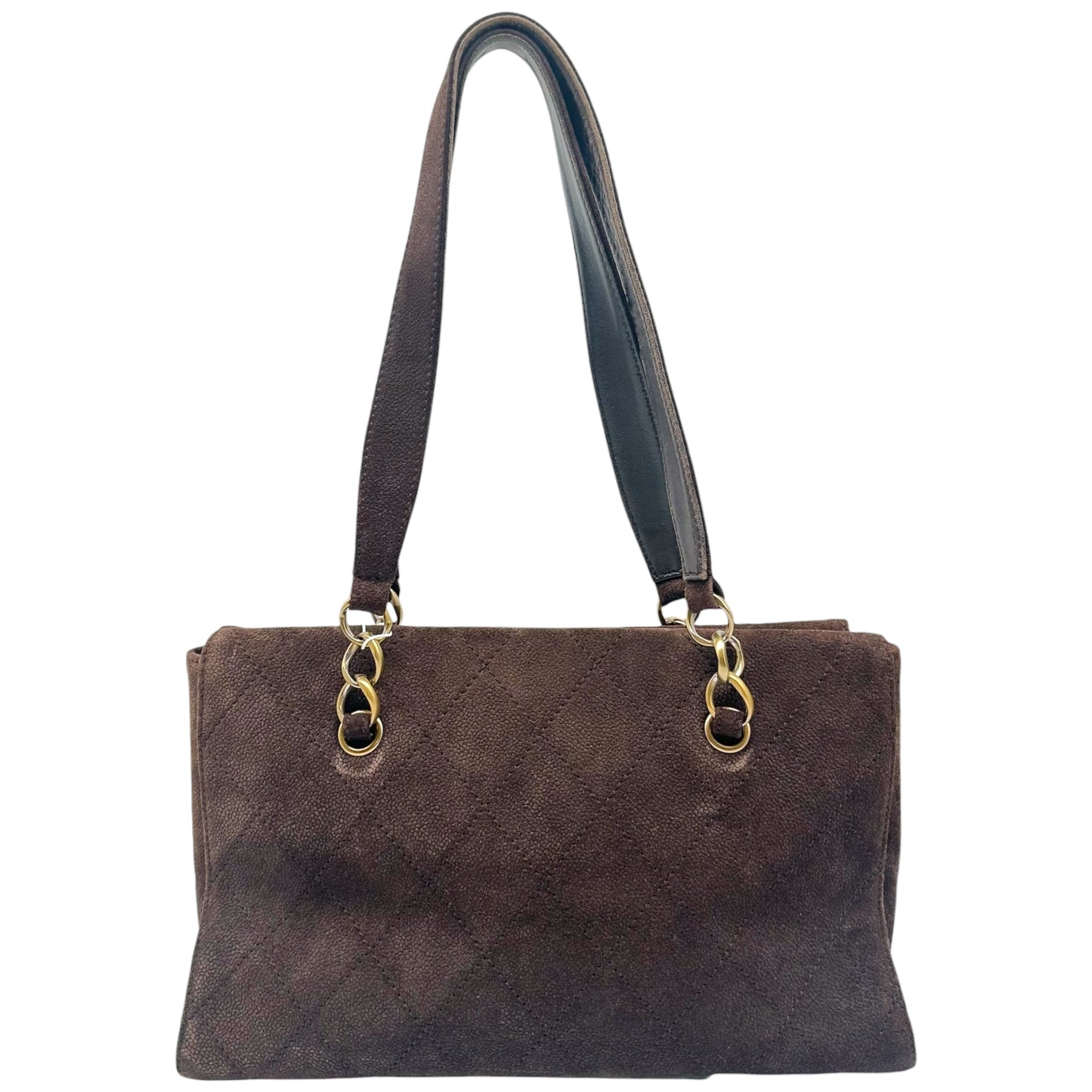 Chanel Brown Suede Matelasse Quilted Rectangle Shoulder Bag 2002-03