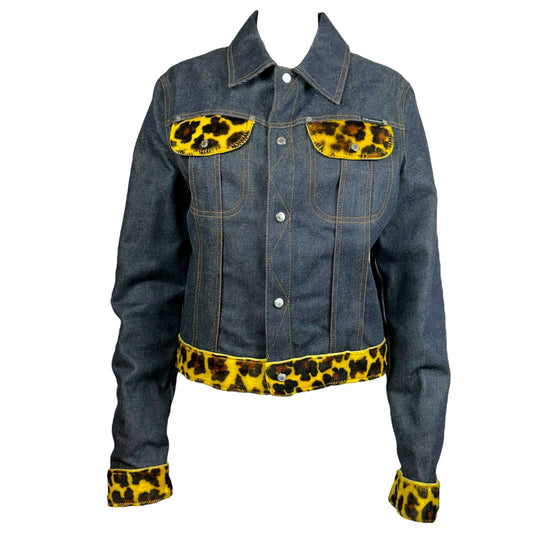 D&G Dolce & Gabbana Yellow Leopard Accent Denim Jacket - Outfit Repeater