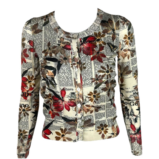 John Galliano Newsprint & Floral Cardigan