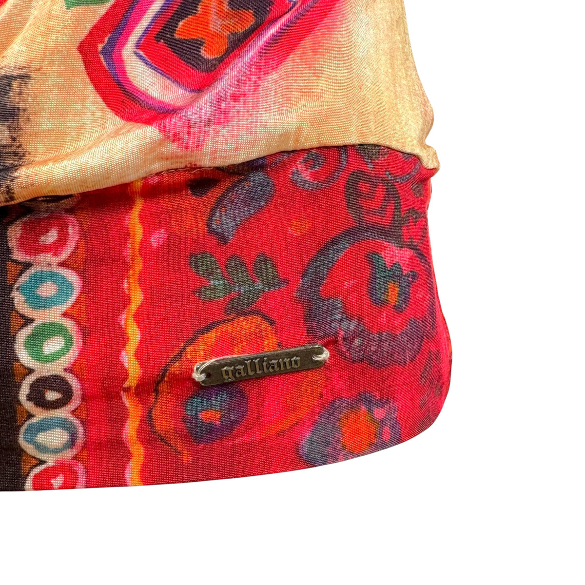 Galliano Multicolor Patterned Cowl Neck Cami Top