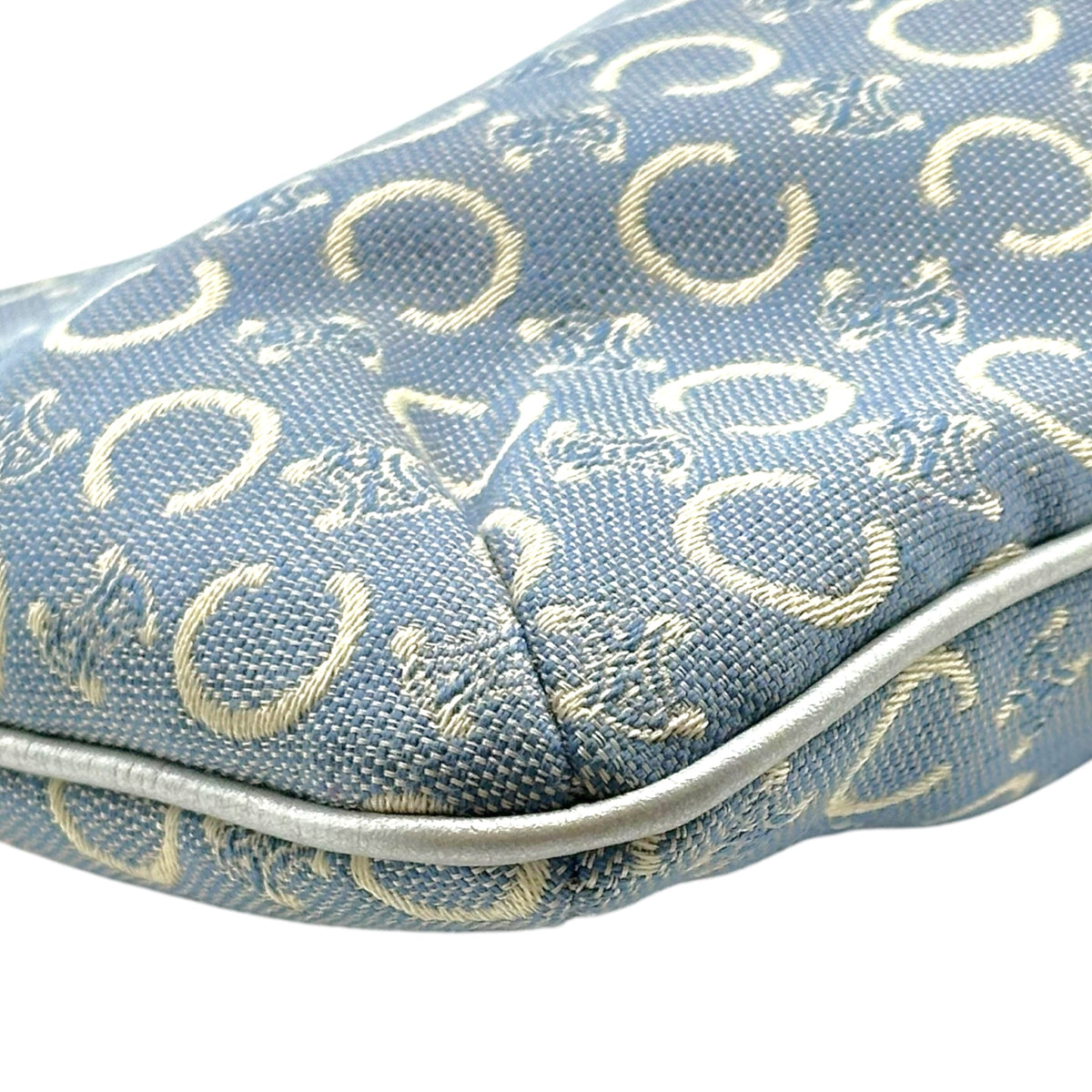 Celine Pochette Bag Light Blue Monogram Canvas Chain Strap