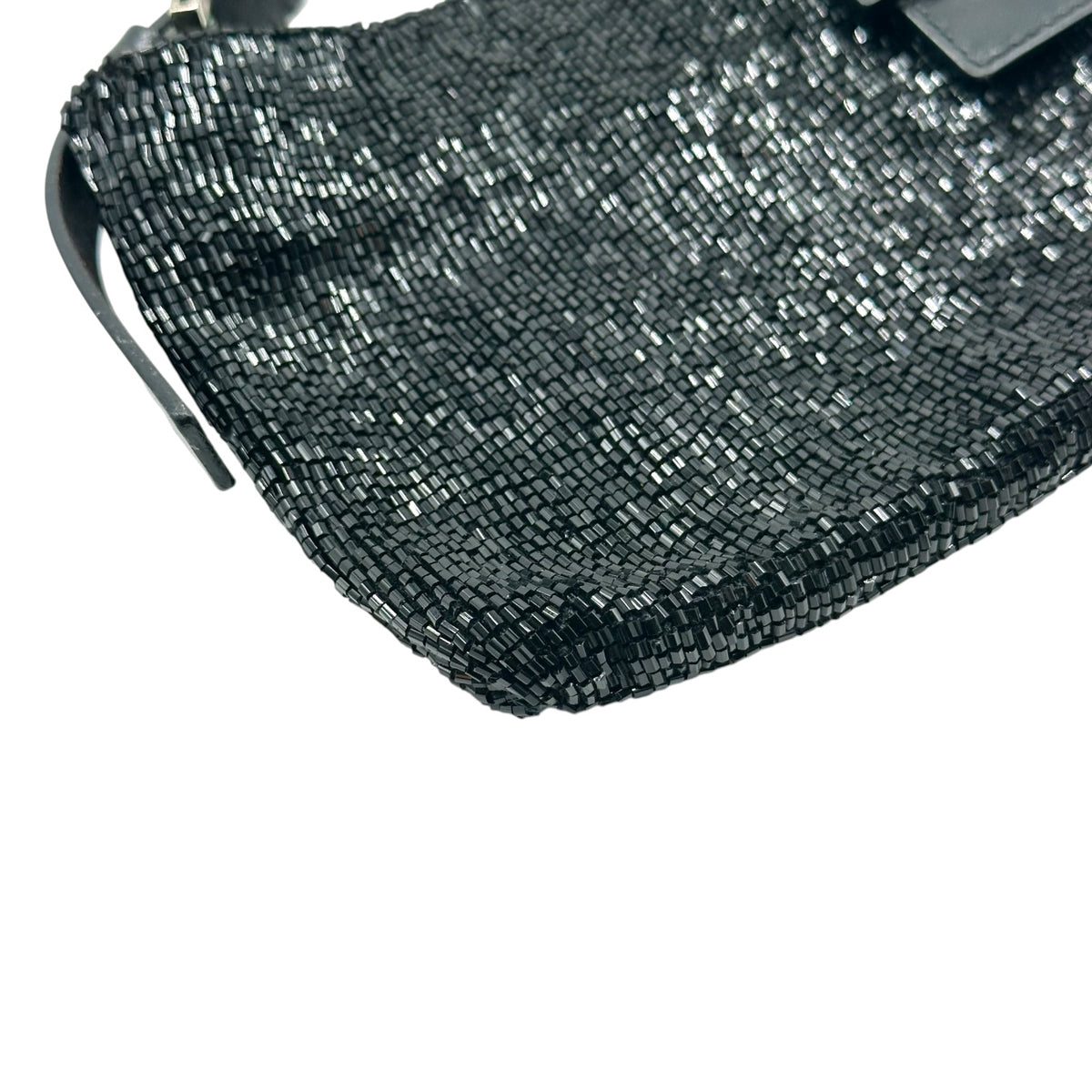 Fendi Black Beaded Crossbody Baguette Bag