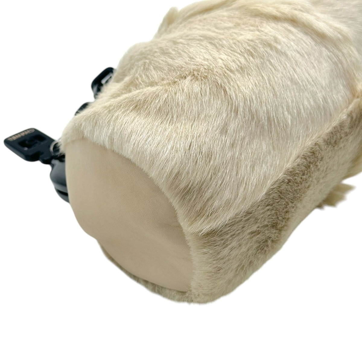 Chanel No.5 Ivory Fur & Black Resin Chain Strap Frame Shoulder Bag 2005-06