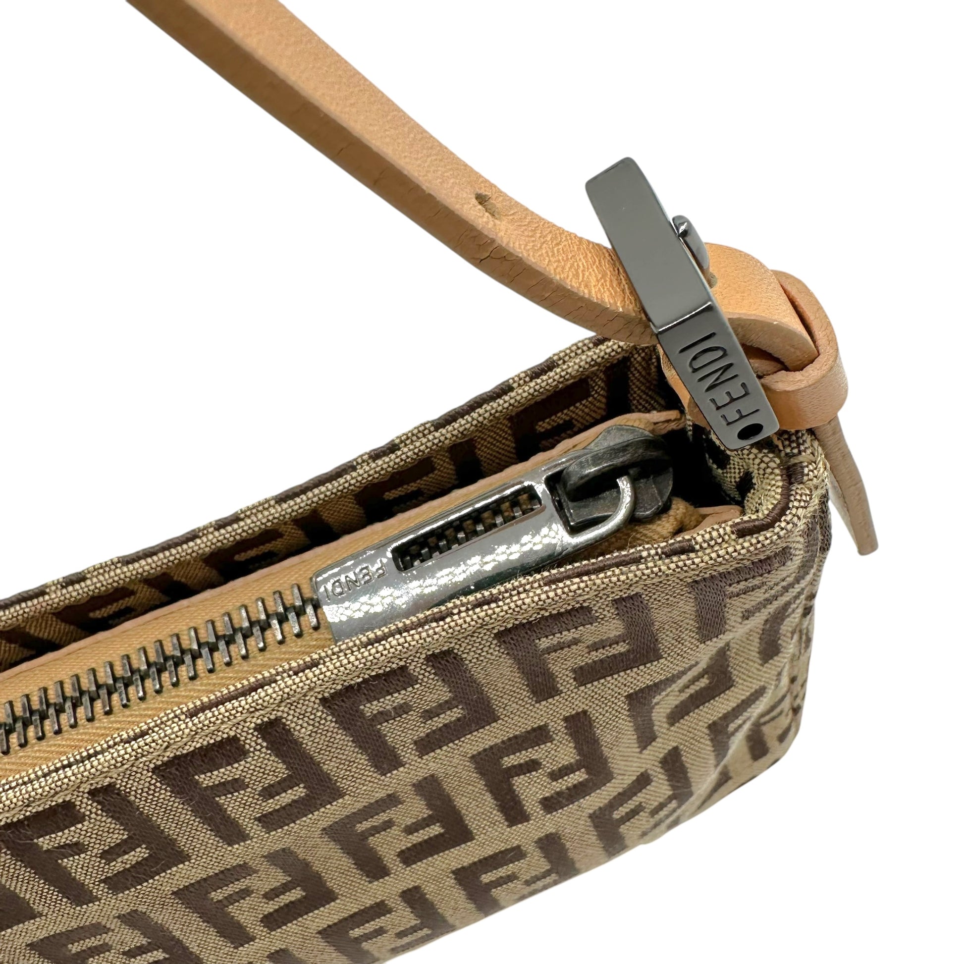 Fendi Small Shoulder Pochette Bag Tan Zucchino Monogram