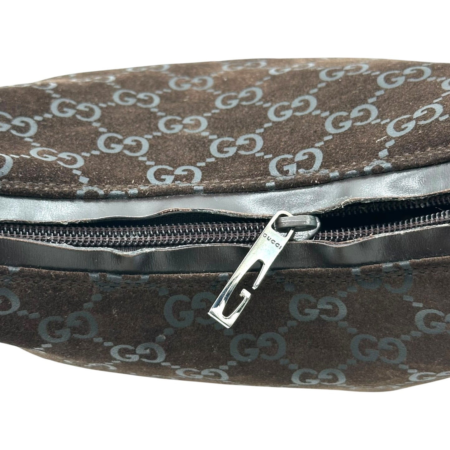 Gucci Brown Suede Monogram Shoulder Bag