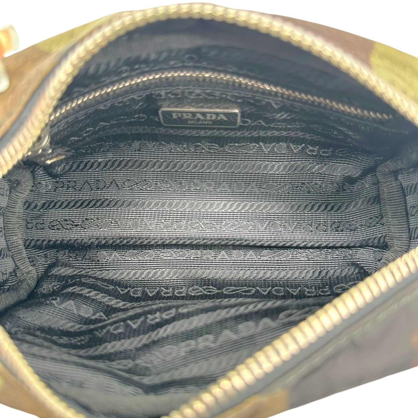 Prada Green Camouflage Print Cosmetic Pouch