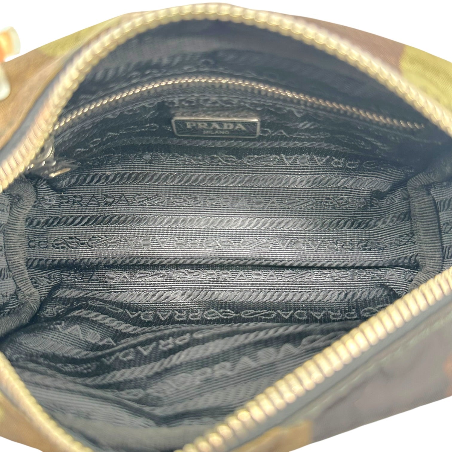 Prada Green Camouflage Print Cosmetic Pouch