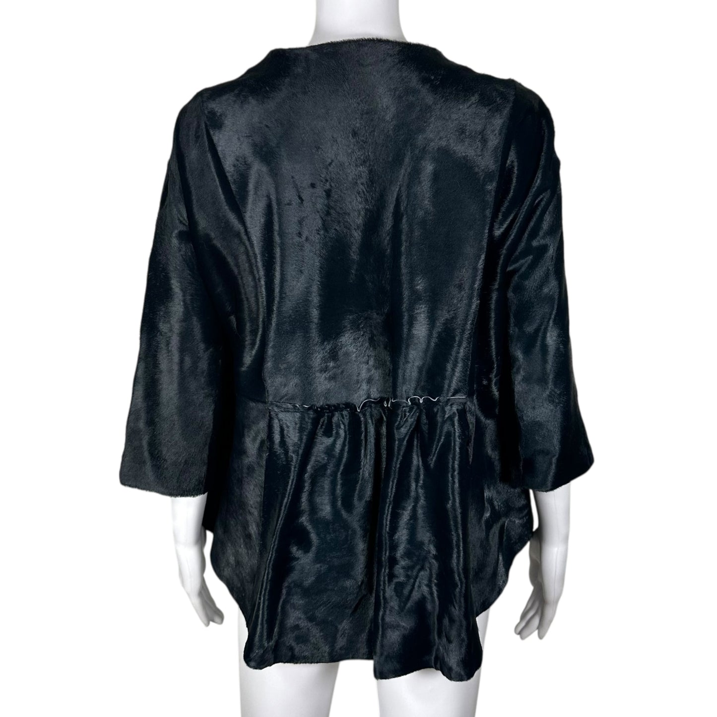 Marni Black Ponyhair 3/4 Sleeve Coat