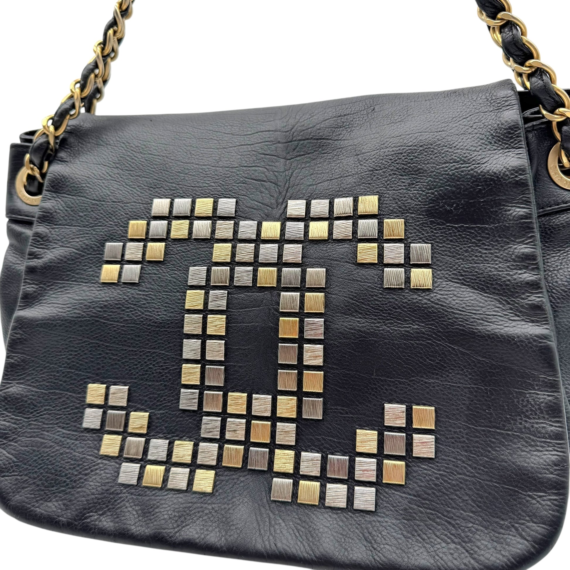 Chanel Black Studded CC Logo Accordion Shoulder Bag 2008-09 - Outfit Repeater
