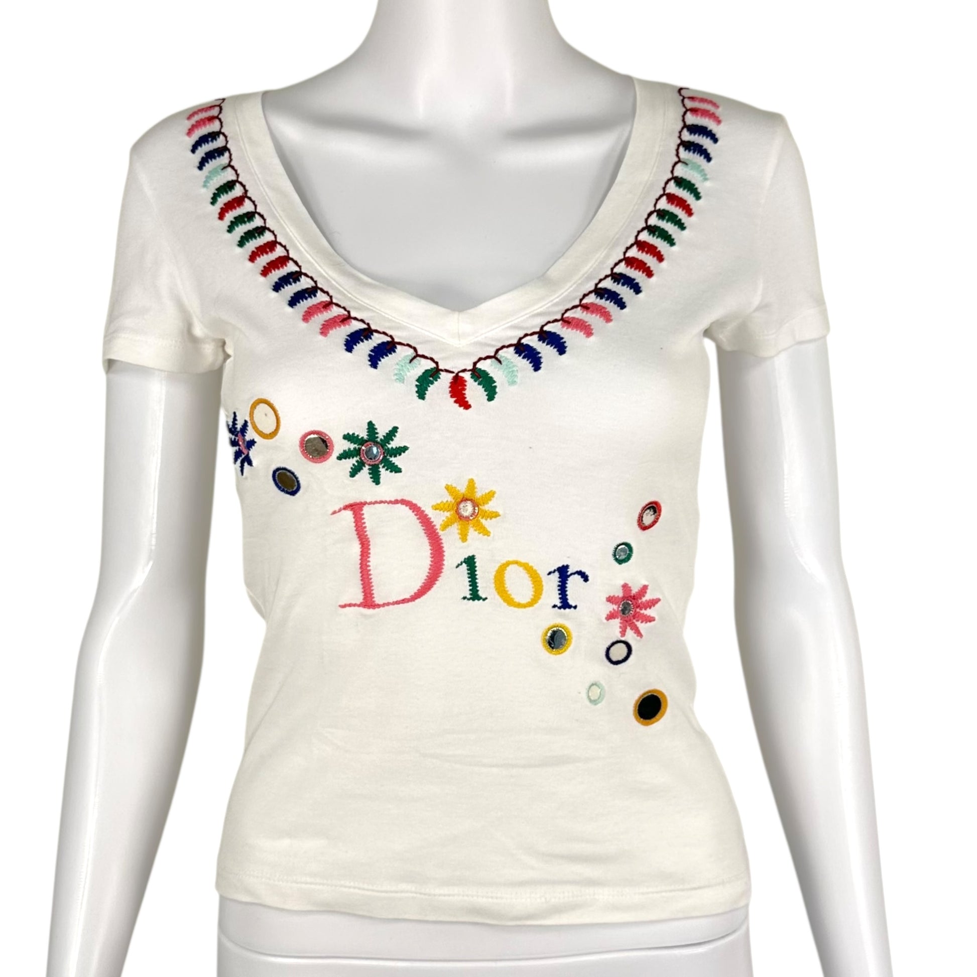 Christian Dior Multicolor Embroidered Logo T-Shirt