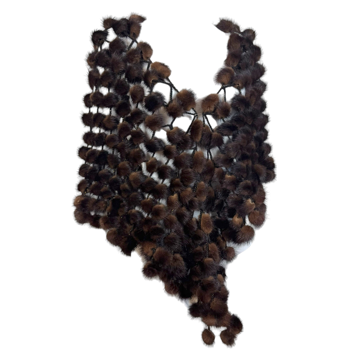 Brown Open-Knit Mink Fur Shawl
