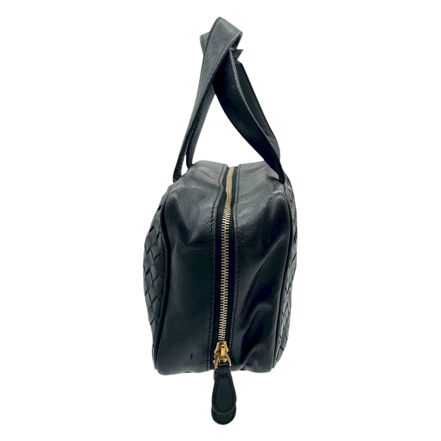 Bottega Veneta Black Intrecciato Woven Leather Pochette Bag - Outfit Repeater