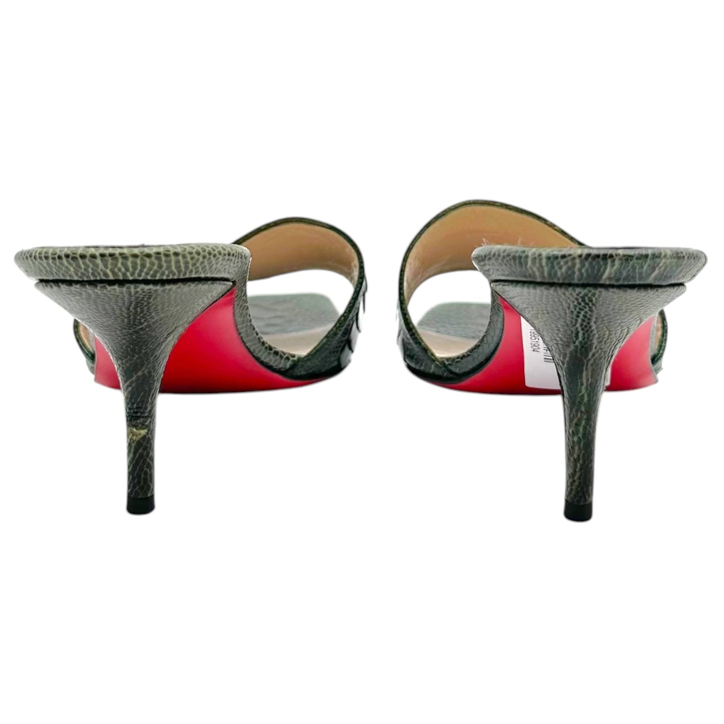 Christian Louboutin Dark Green Croc Mule Sandal Heels