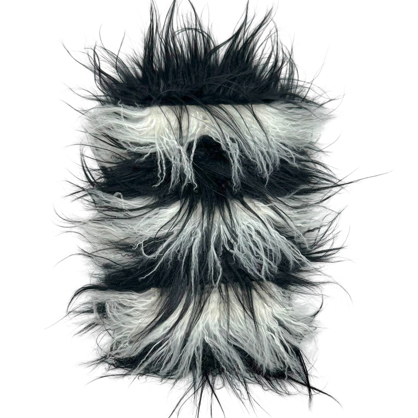 Gucci Mongolian Lamb Fur Black & White Striped Scarf