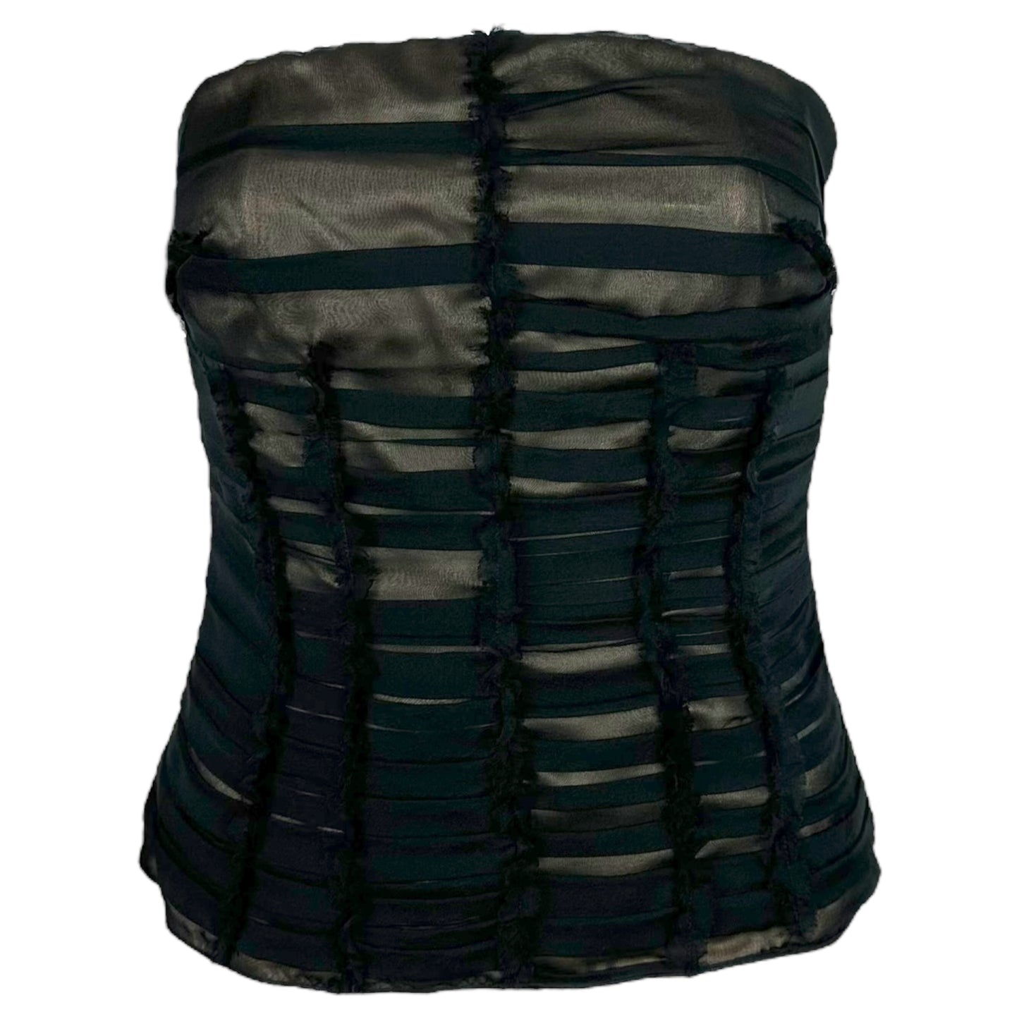 D&G Dolce & Gabbana Black Ruched Silk Corset