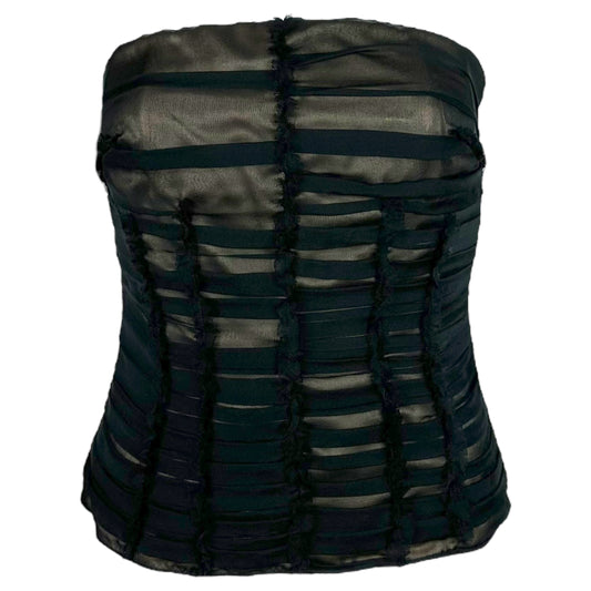 D&G Dolce & Gabbana Black Ruched Silk Corset