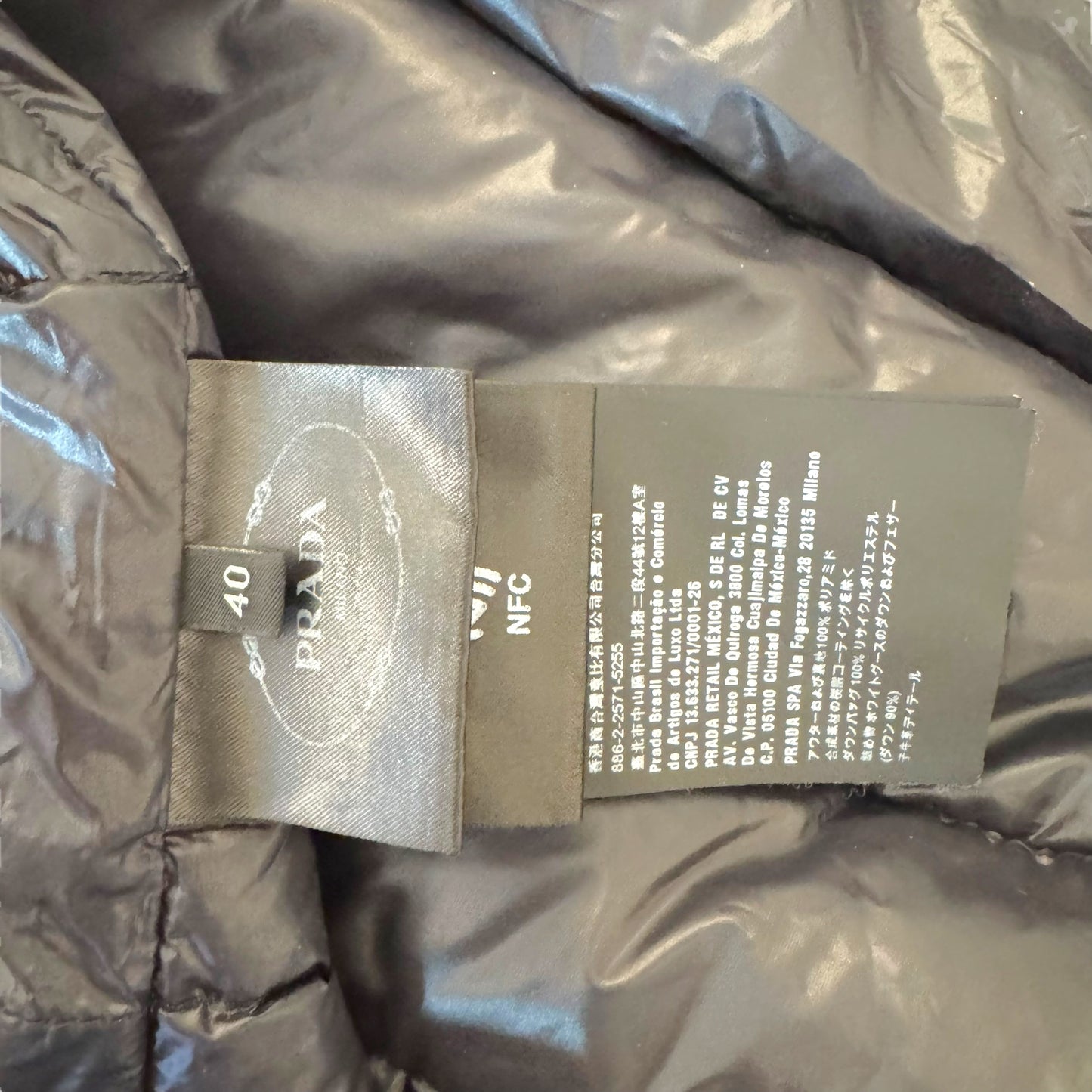 Prada Black Down Fill Quilted Puffer Coat
