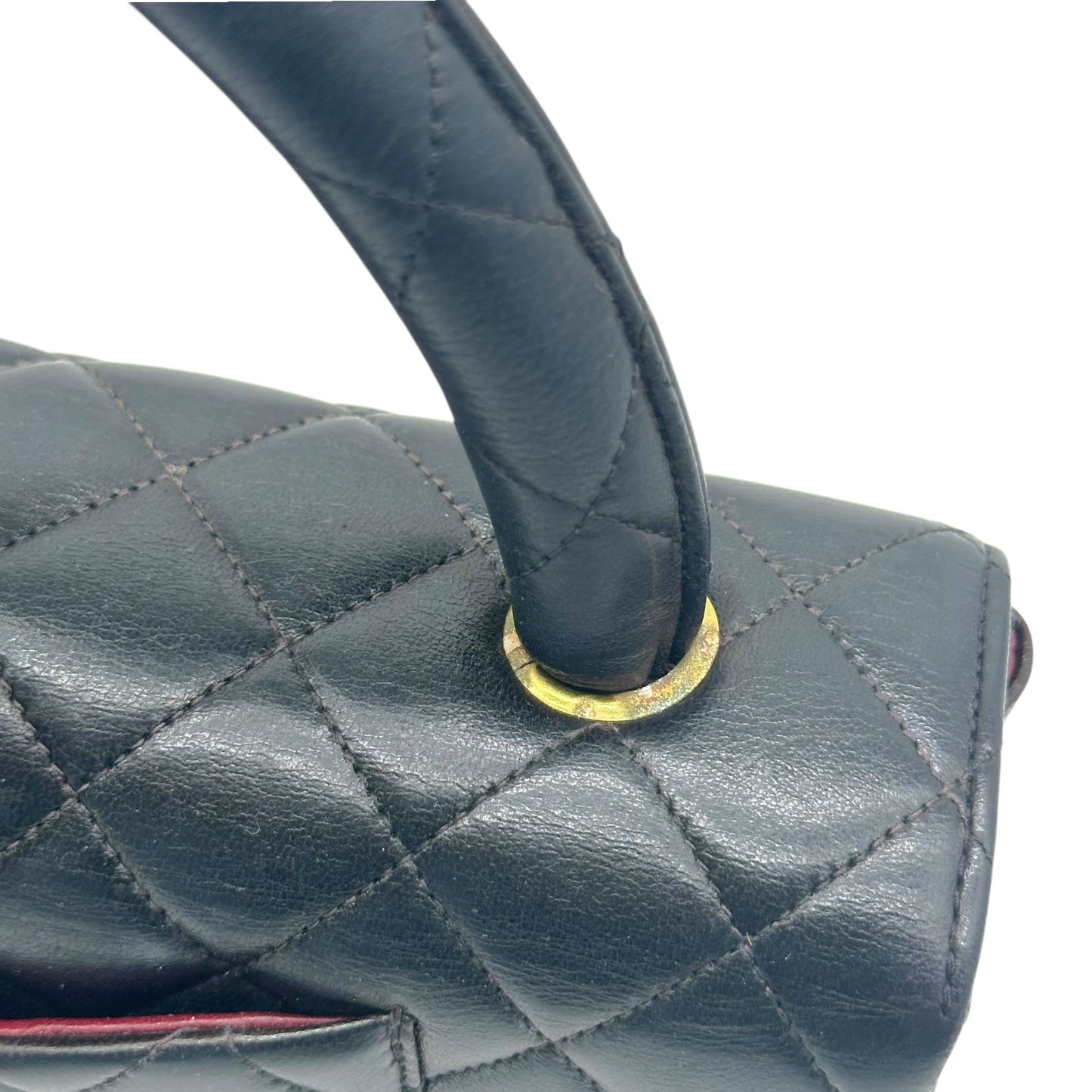 Chanel Black Lambskin Top Handle Flap Bag